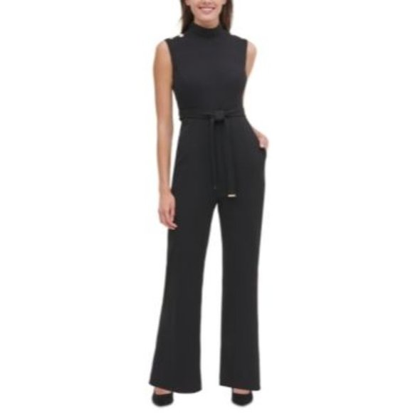 Tommy Hilfiger Pants - 𝅺Tommy Hilfiger Women's Jumpsuit Black Size 2 Mock Neck Belted Button